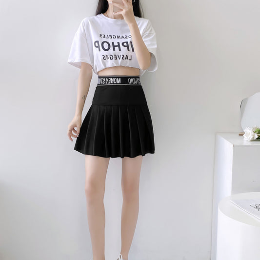 Pleated Skirt with Print, Collegiate Short Dress