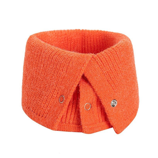 Solid Color Snap-On Button Imitation Cashmere Flexible Knitted Scarf
