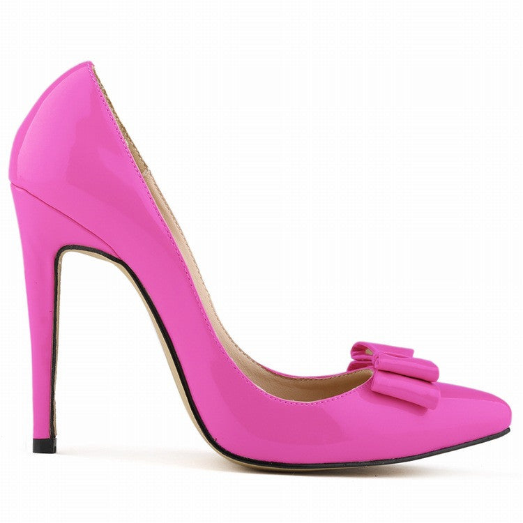 Pointed Bowknot Stiletto Heel Shallow Shoes