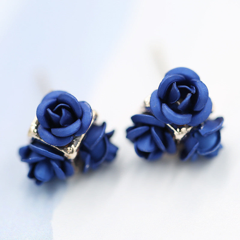 Ceramic Roses Diamond Earring