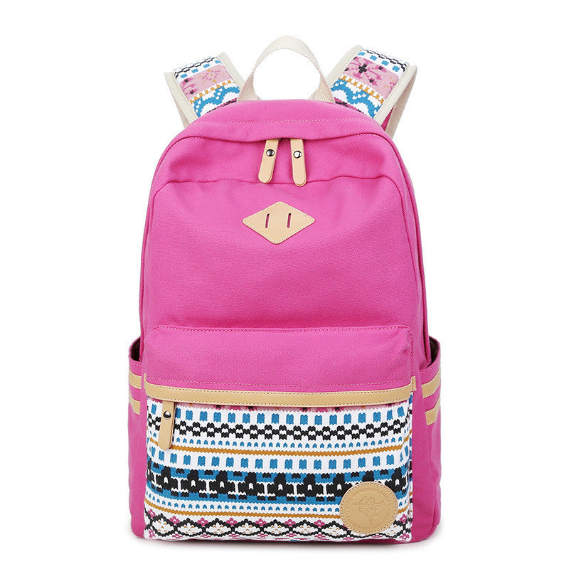Flower Print Casual Backpack Canvas School Travel Bag - Meet Yours Fashion - 8