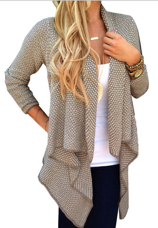Cardigan Knit Asymmetric Lapel Loose Sweater