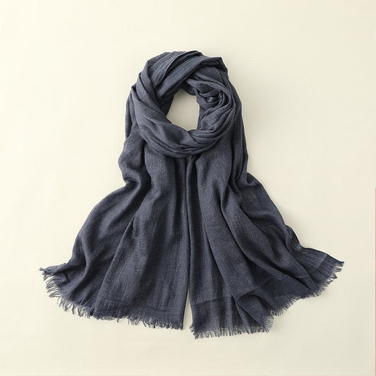 Thin Solid Color Long Cotton And Linen Scarf