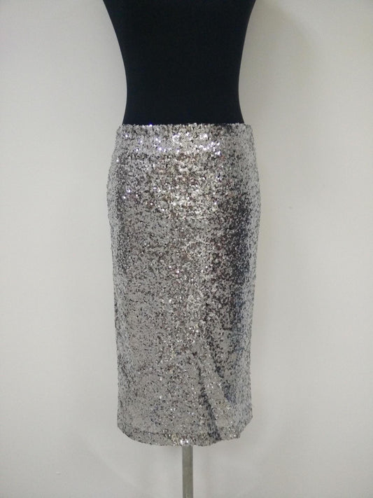 Clearance Silver Sequins Sexy Knee-Length Pencil Skirt