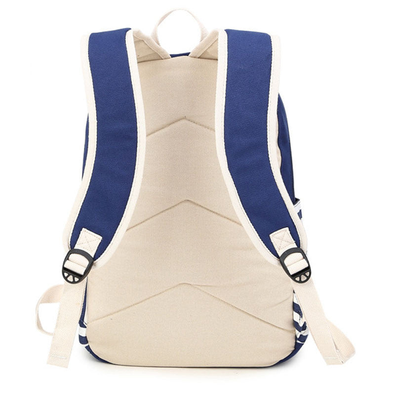Stripe Print Canvas Backpack School Travel Bag - Meet Yours Fashion - 8