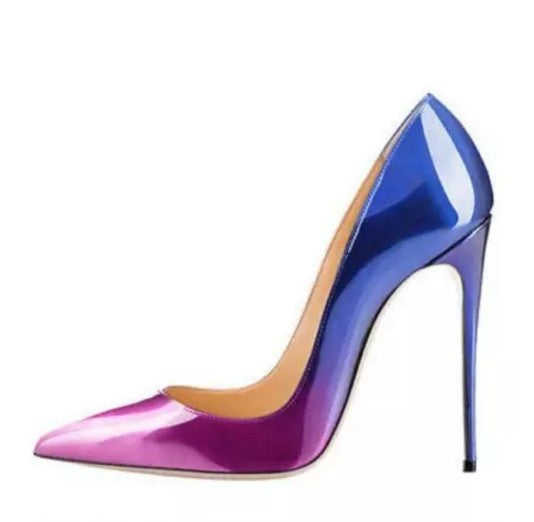Gradient Low Cut Pointed Toe Super High Stiletto High Heels Prom Dress Shoes