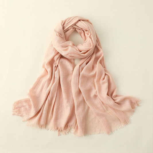 Solid Color Sun Protection Long Cotton And Linen Scarf