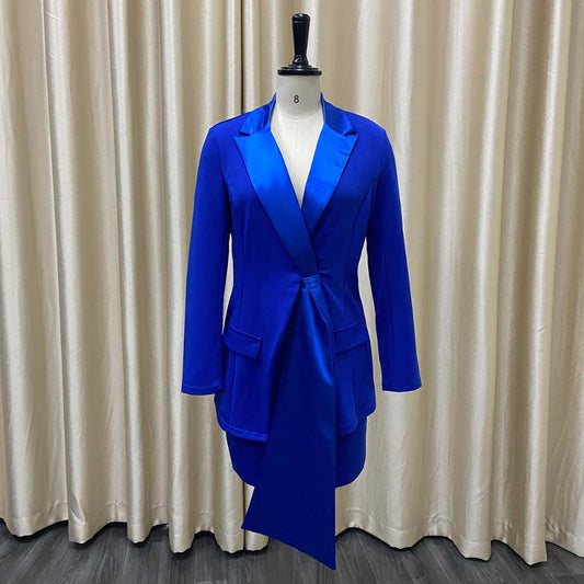 Elegant Commute Suit Set with Blazer and Midi Dress