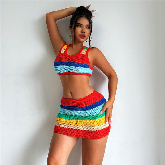 Color Blocked Knit Sensation Bodycon Skirt Dress