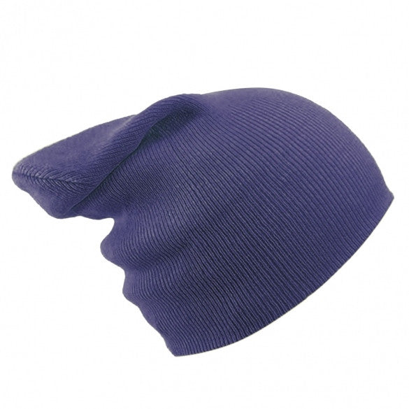 Unisex Men Women Casual Solid Stretchy Knitted Plain Beanie Hat Winter Fashion
