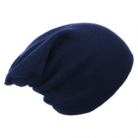 Unisex Men Women Casual Solid Stretchy Knitted Plain Beanie Hat Winter Fashion