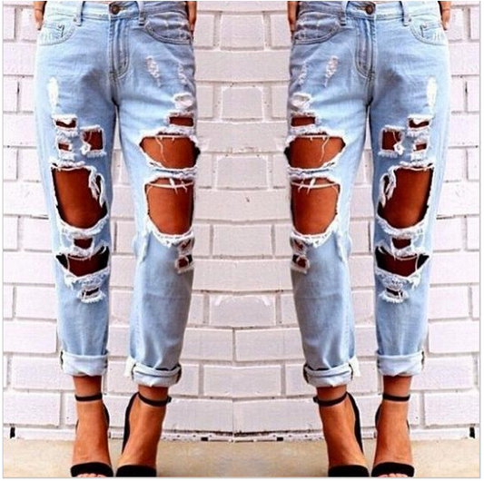 Clearance Big Holes Ripped Beggar BY Style DIY Jeans