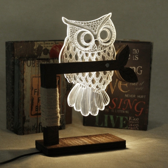 New Home 3D Owl Shape LED Desk Table Light Lamp Night Light US Plug