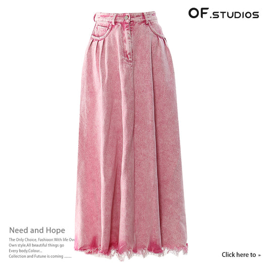 Heavy-duty Denim Long Half Skirt