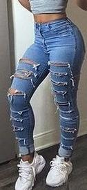 Clearance Ripped High Waist Skinny Holes Slim Fashion Jeans