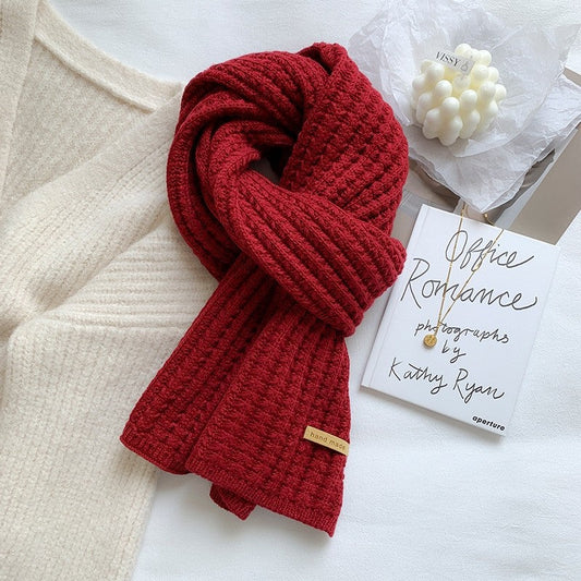 Solid Color Thick Warm Knitted Scarf