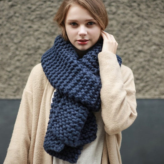 Winter Solid Color Thick Knitted Scarves