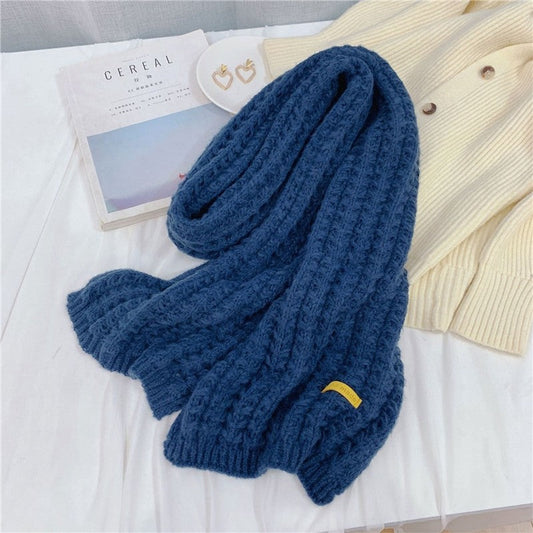 Winter Solid Color Wool Thickened Warm  Scarf