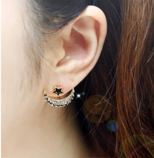 Color Crystal Moon Star Earrings
