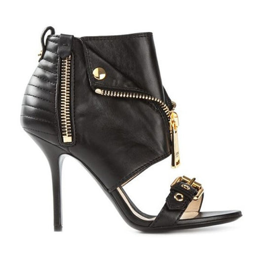 Trendy High Heeled Buckle and Flared Strap Fashion Sandals