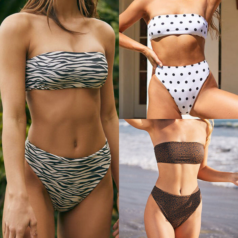 Strapless Swimwear | Floral Print Swimwear | Bikini Swimwear