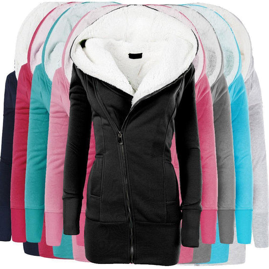 Korean Women Zip Fleece Warm Hoodie