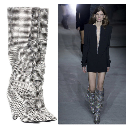 Starry Sky Sparkle: Cone Slope Kick with Knee-Length Boots