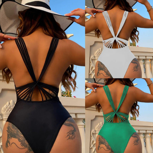 Sheer Mesh Detailing Sensual Solid Color Bikini Swimwear