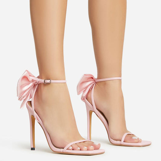 Chic Butterfly Bow Thin High Heel One-Strap Sandals
