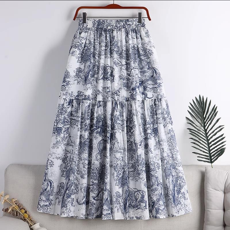 Ancient style Skirt|Ink painting print Skirt|Flowy Skirt