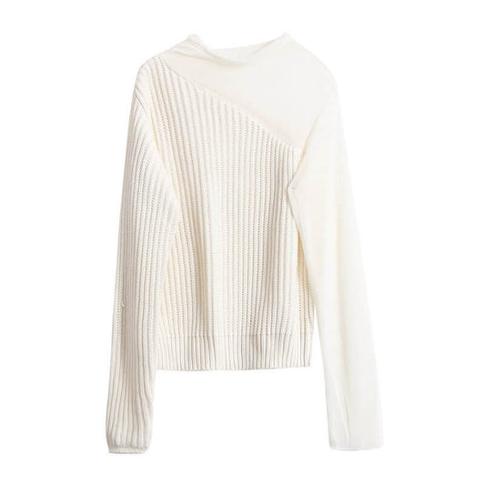 Chic See Through Mesh Splice Ribbed Sweater