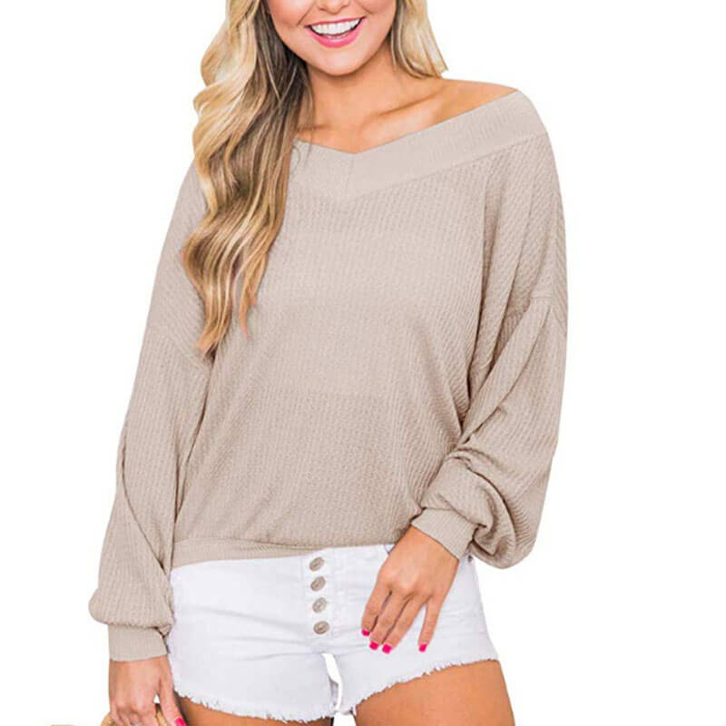 V-Neck Baggy Long Sleeve Sweater
