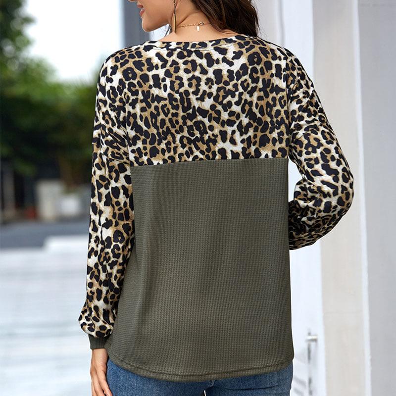 Leopard Splice Pullover Top