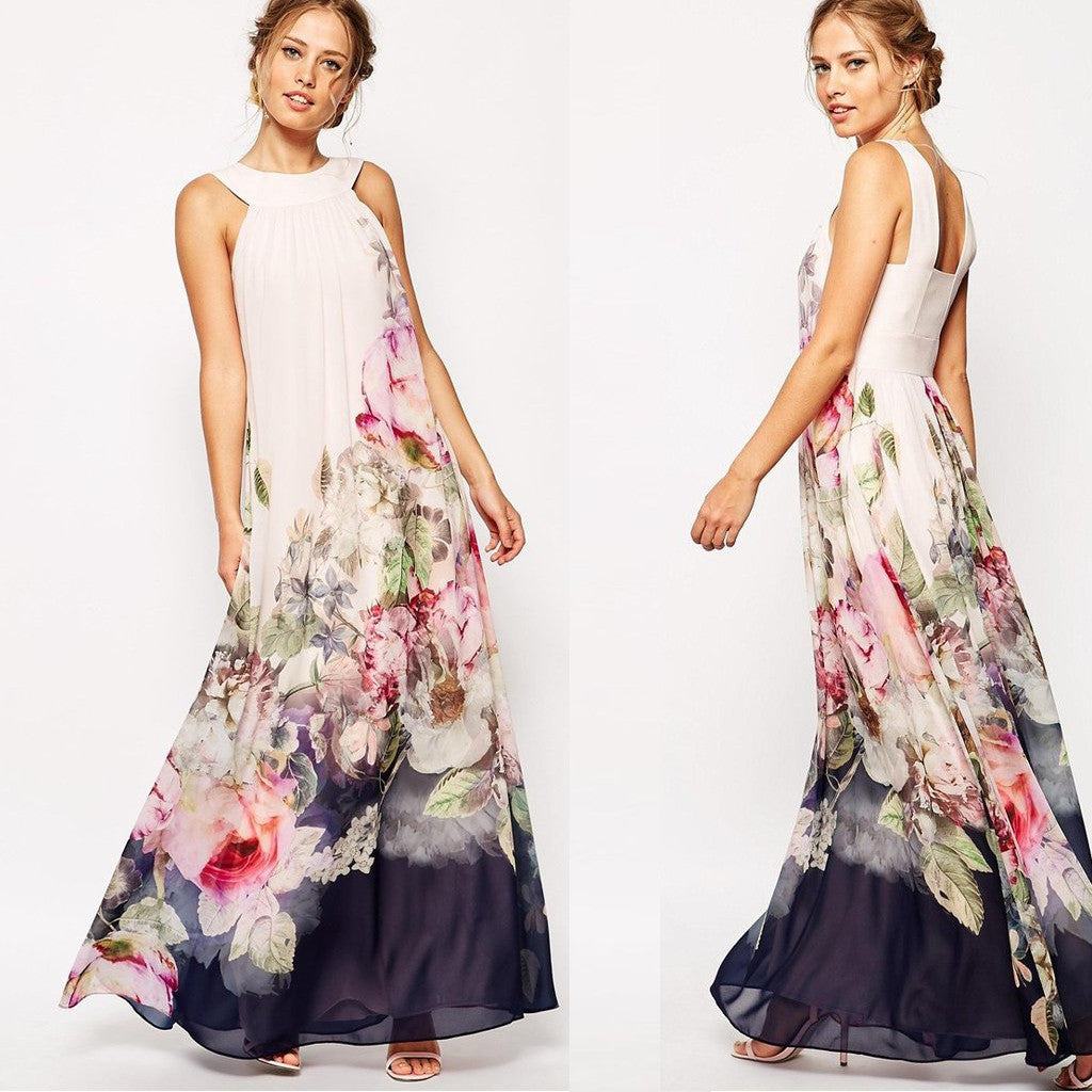 Floral Sleeveless Evening Party Long Maxi Dress - Meet Yours Fashion - 1