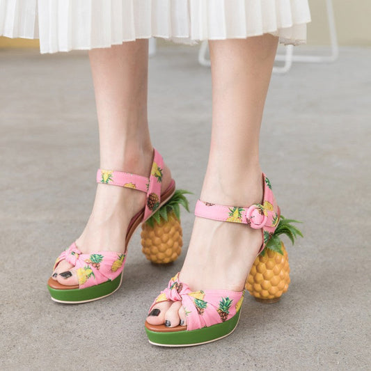 Cute Platform Peep Toe Pineapple High Heel Sandals