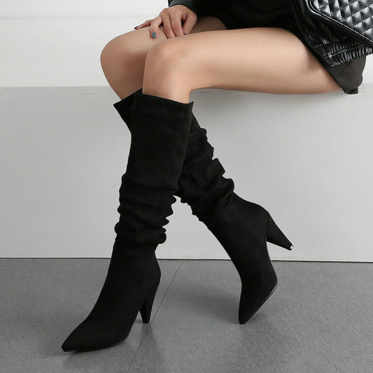 Autumn And Winter Pointed Cone-Shaped High-Heeled Fashion Boots Long Tube Boots