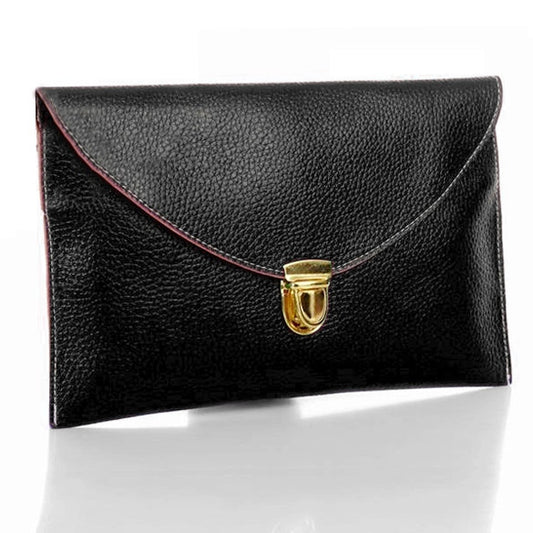 New Fashion Women's Golden Chain Envelope Purse Clutch Synthetic Leather Handbag Shoulder Bag Dinner Party