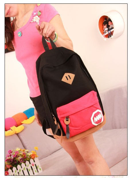 Fashion Korea Style Contrast Color School Backpack Travel Bag - Meet Yours Fashion - 4