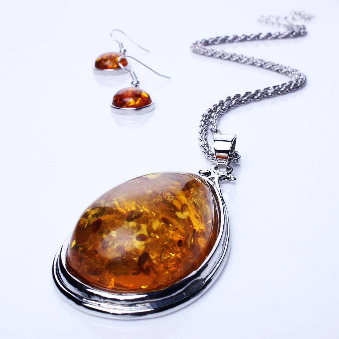 Drop Imitation Amber Fashion Long Sweater Chain Necklace Package