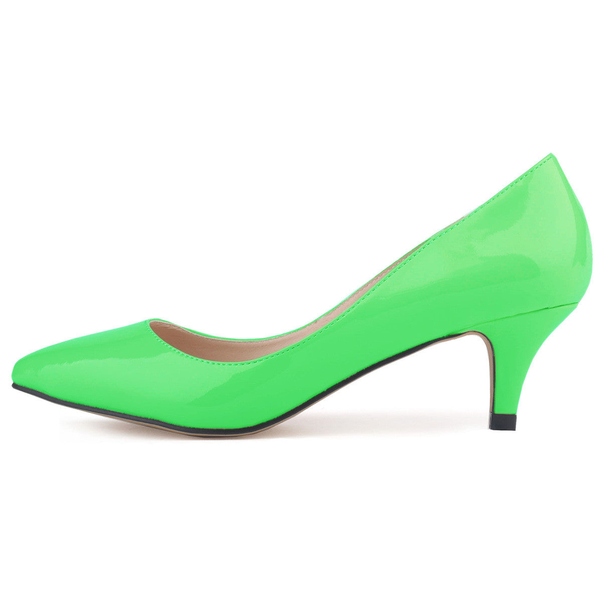 Pointed 2.36inch Heel Shallow Patent Leather Shoes