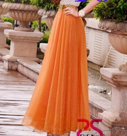 Bohemian Flared Pleated Pure Color Slim Floor Maxi Skirt - Meet Yours Fashion - 7