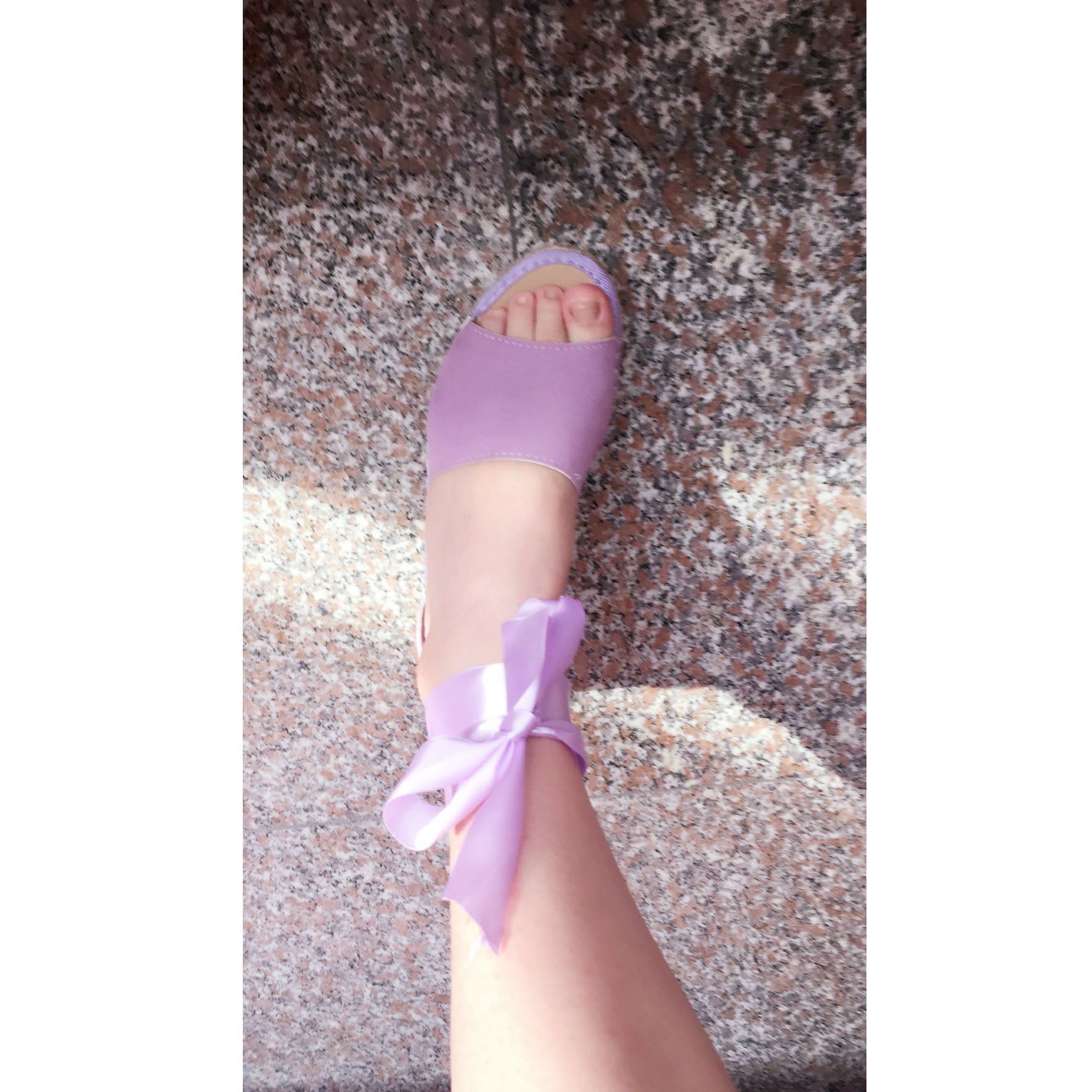 Waves Platform Sole Peep Toe Straps Ankle Wrap Flat Sandals