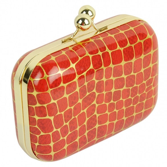Women 6 Colors Stone Grain Chain Clutch Bag Handbag Messenger Bag Clutch CaF8