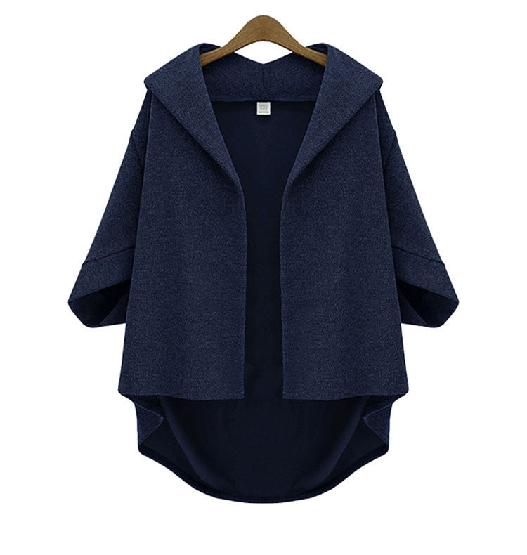 Solid 3/4 Sleeves Cardigan Batwing Plus Size Coat - Meet Yours Fashion - 6