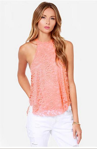 Halter Lace Sleeveless Backless Hollow Sexy Vest - Meet Yours Fashion - 5