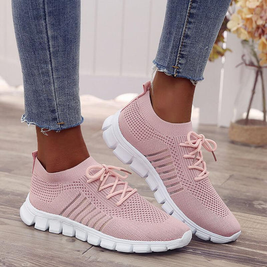 Comfortable Chunky Knit Lace Up Sock Sneakers
