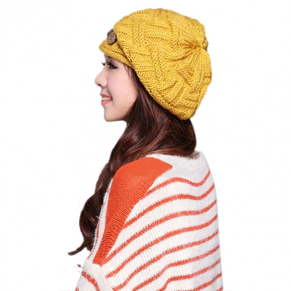 Winter Plicate Baggy Beanie Women's Knitted Ski Hat Cap