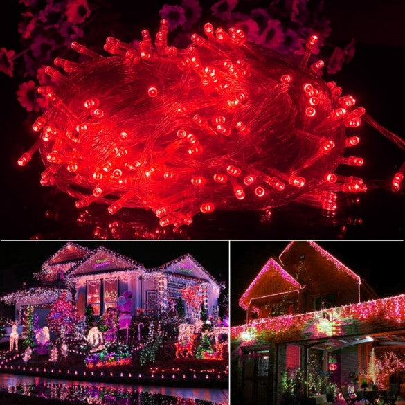 20M 200LED Bulbs Christmas Fairy Party String Lights Waterproof Red 110V US
