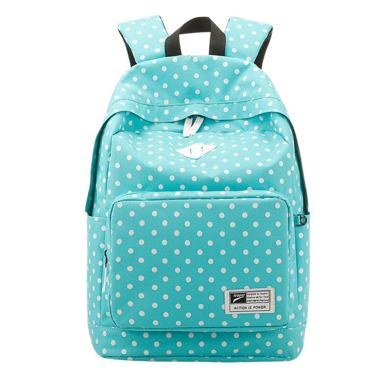 Polka Dot Print Korea School Backpack Travel Bag - Meet Yours Fashion - 2