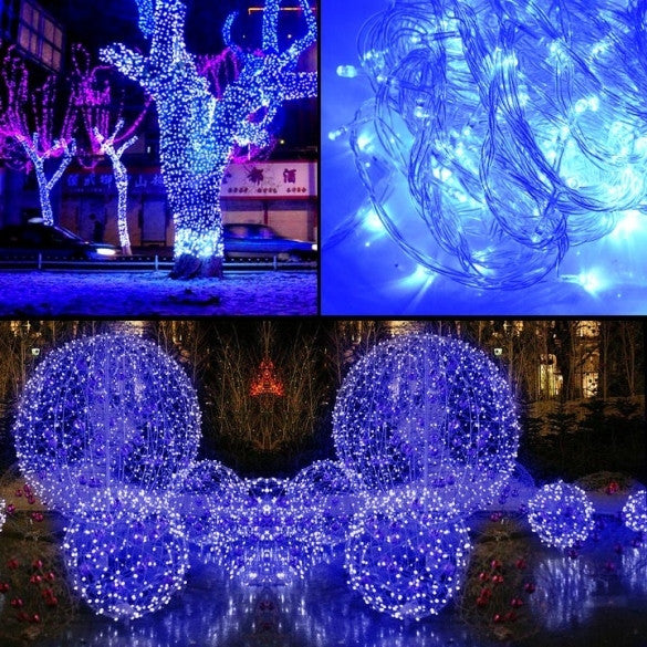 10M 100 LED Blue Lights Decorative Christmas Party Festival Twinkle String Lamp Bulb With Tail Plug 110V